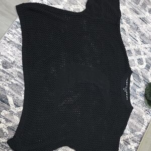 Torrid Nightfall Black Open-Knit Tunic Sweater